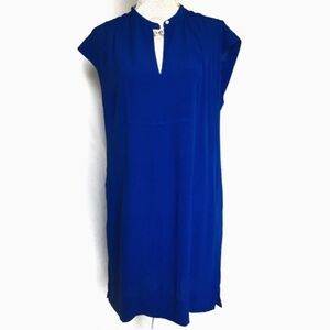 J. Crew Royal Blue Easy Tunic Dress Button Collar Women's Small S Pockets Flowy